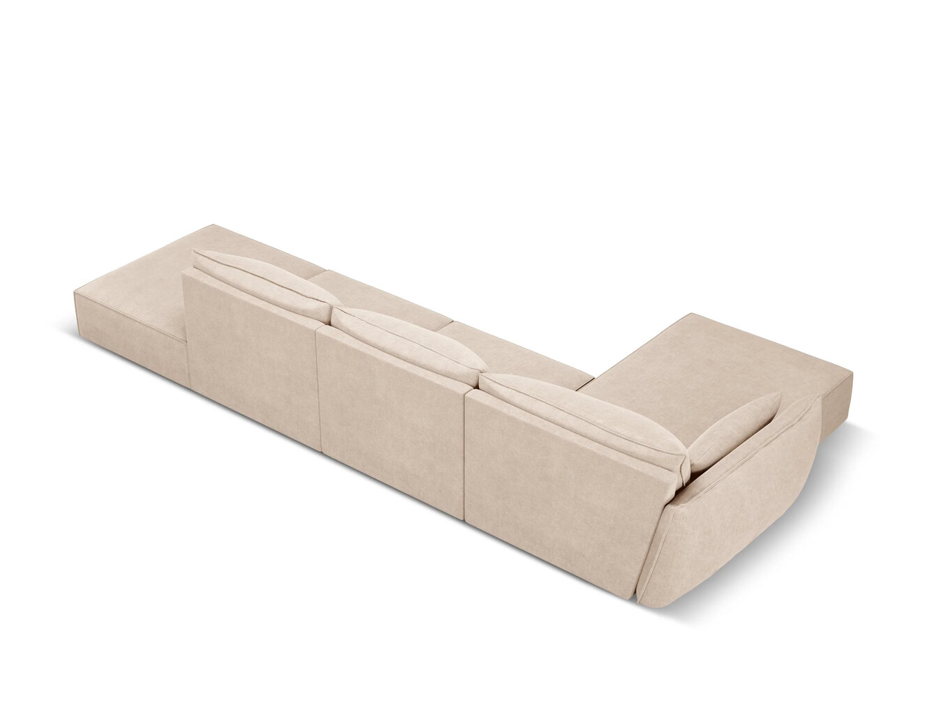 Kairinė kampinė sofa Vanda, 5 sėdimos vietos, smėlio sp. kaina ir informacija | Minkšti kampai | pigu.lt