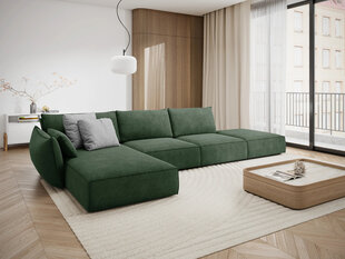 Kairinė kampinė sofa Vanda, 5 sėdimos vietos, žalio butelio sp. kaina ir informacija | Minkšti kampai | pigu.lt
