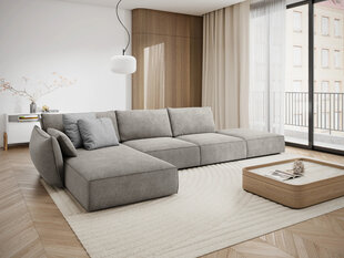 Kairinė kampinė sofa Vanda, 5 sėdimos vietos, šviesiai pilka kaina ir informacija | Minkšti kampai | pigu.lt