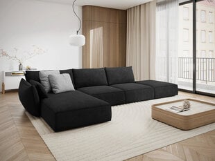 Kairinė kampinė sofa Vanda, 5 sėdimos vietos, tamsiai pilka kaina ir informacija | Minkšti kampai | pigu.lt