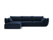 Kairinė kampinė velvet sofa Vanda, 4 sėdimos vietos, tamsiai mėlyna kaina ir informacija | Minkšti kampai | pigu.lt