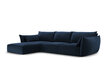 Kairinė kampinė velvet sofa Vanda, 4 sėdimos vietos, tamsiai mėlyna цена и информация | Minkšti kampai | pigu.lt