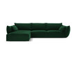Kairinė kampinė velvet sofa Vanda, 4 sėdimos vietos, žalio butelio sp. цена и информация | Minkšti kampai | pigu.lt