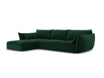 Kairinė kampinė velvet sofa Vanda, 4 sėdimos vietos, žalio butelio sp.