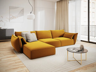 Левый угловой velvet диван Vanda, 4 места, желтый цвет цена и информация | Угловые диваны | pigu.lt