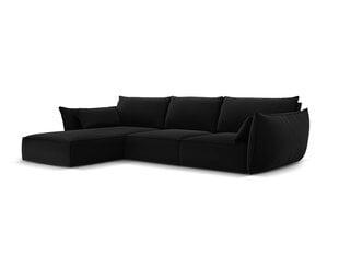 Kairinė kampinė velvet sofa Vanda, 4 sėdimos vietos, juoda kaina ir informacija | Minkšti kampai | pigu.lt