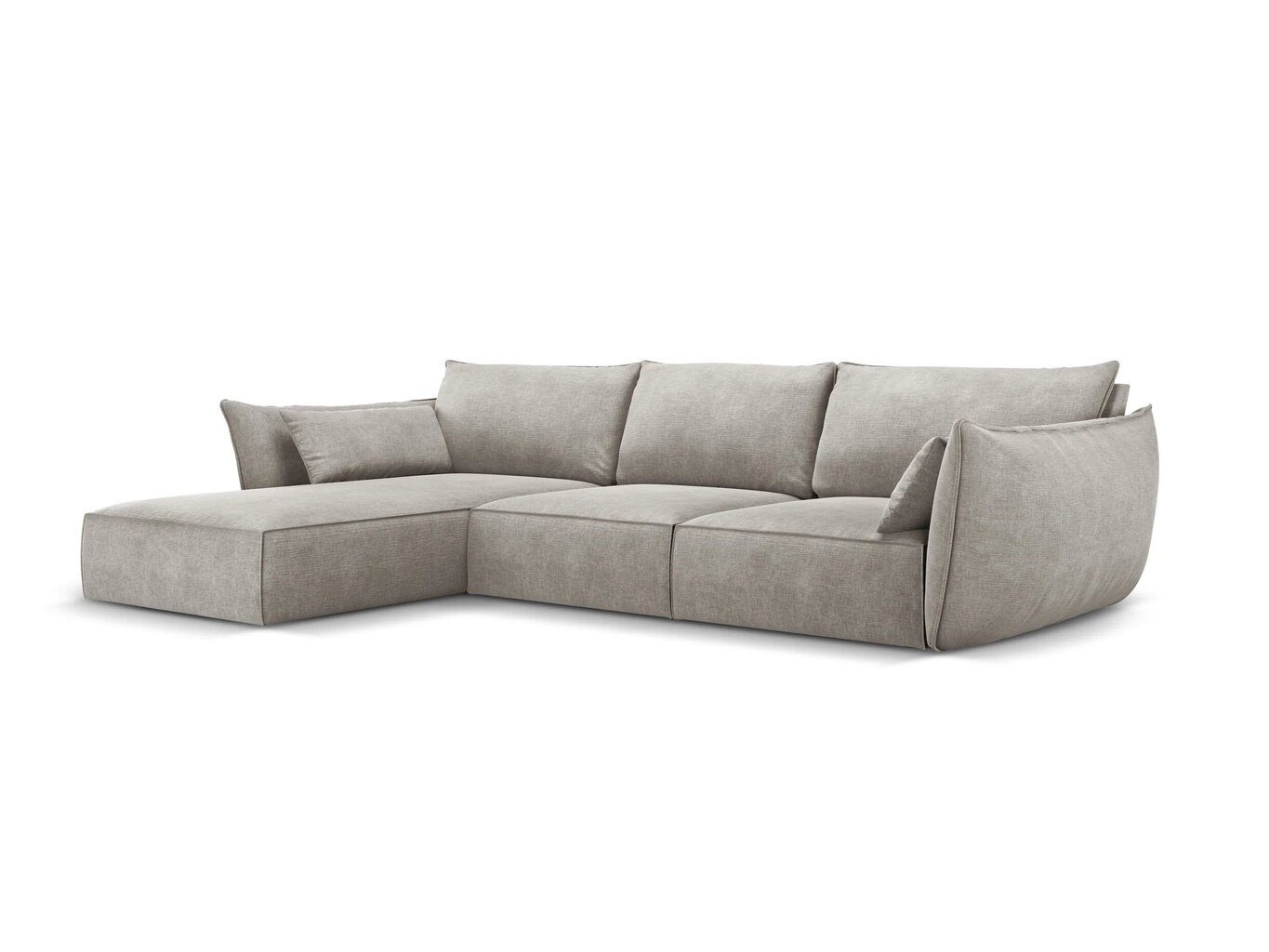 Kairinė kampinė sofa Vanda, 4 sėdimos vietos, šviesiai pilka цена и информация | Minkšti kampai | pigu.lt