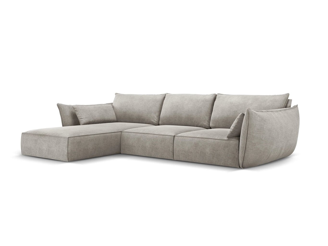 Kairinė kampinė sofa Vanda, 4 sėdimos vietos, šviesiai pilka kaina | pigu.lt