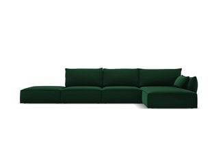 Dešinioji kampinė velvet sofa Vanda, 5 sėdimos vietos, žalio butelio sp. kaina ir informacija | Minkšti kampai | pigu.lt