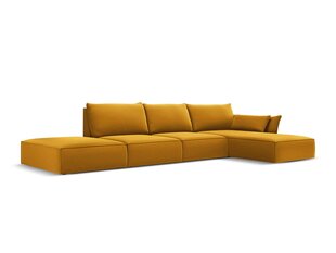 Dešinioji kampinė velvet sofa Vanda, 5 sėdimos vietos, geltona (garstyčių) kaina ir informacija | Minkšti kampai | pigu.lt