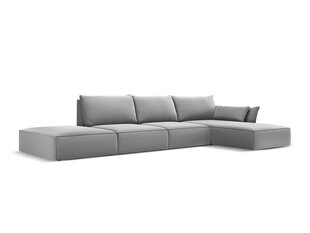Dešinioji kampinė velvet sofa Vanda, 5 sėdimos vietos, pilka kaina ir informacija | Minkšti kampai | pigu.lt