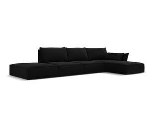 Dešinioji kampinė velvet sofa Vanda, 5 sėdimos vietos, juoda kaina ir informacija | Minkšti kampai | pigu.lt