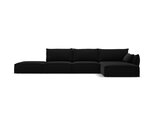 Dešinioji kampinė velvet sofa Vanda, 5 sėdimos vietos, juoda