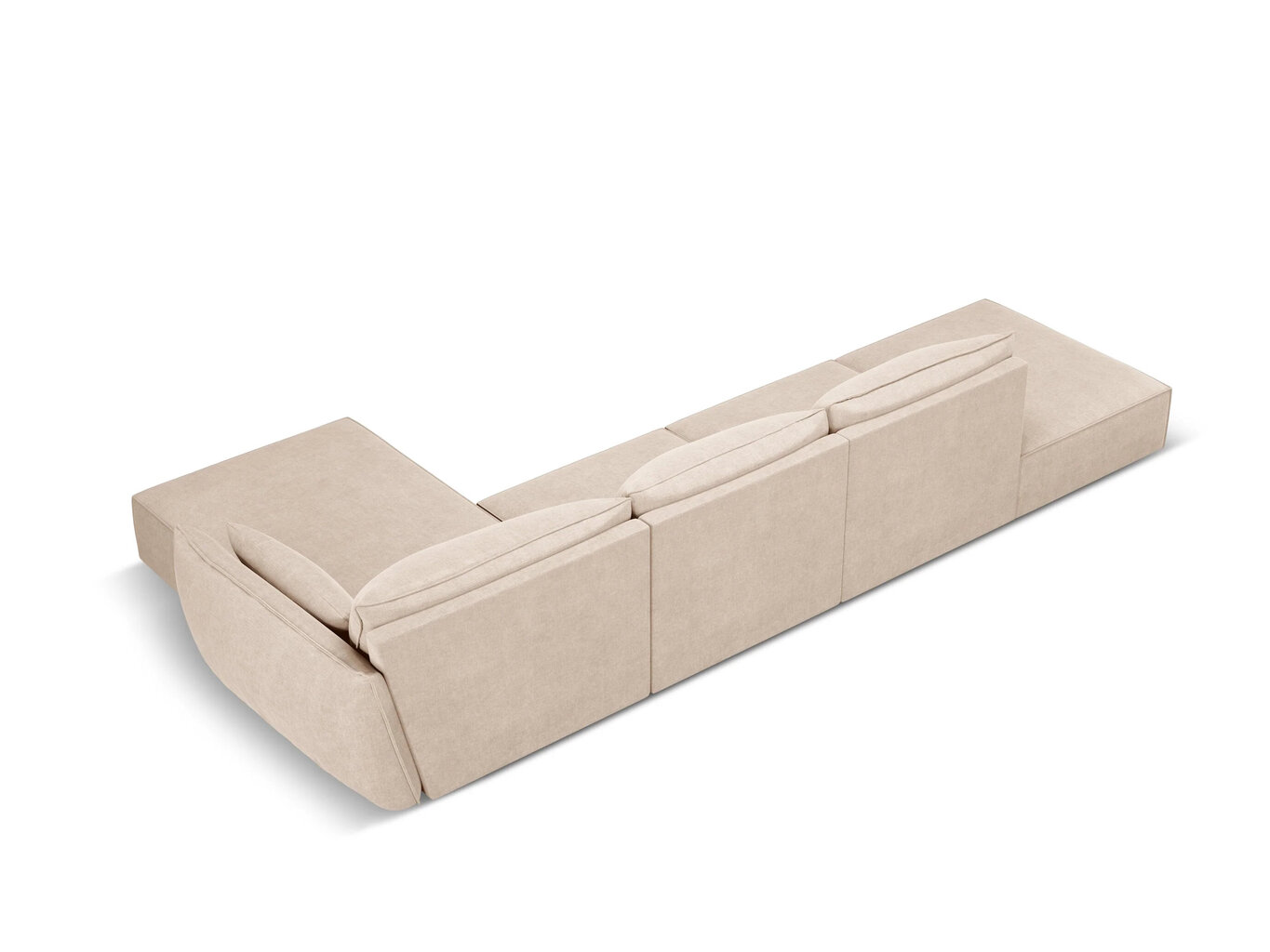 Dešininė kampinė sofa Vanda, 5 sėdimos vietos, smėlio sp. kaina ir informacija | Minkšti kampai | pigu.lt