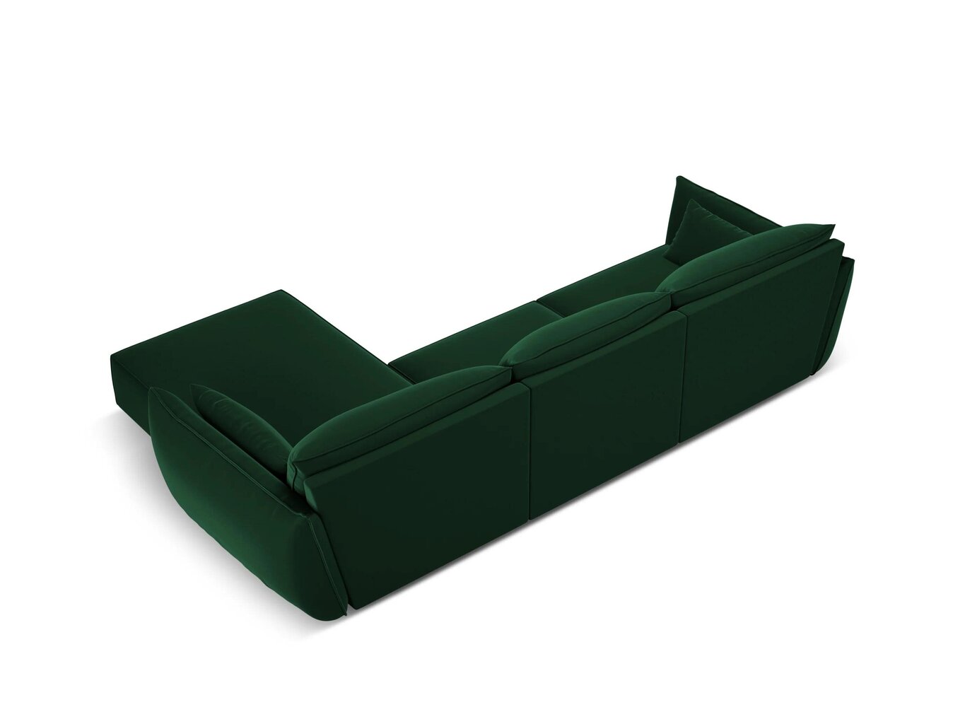 Dešinioji kampinė velvet sofa Vanda, 4 sėdimos vietos, žalio butelio sp. цена и информация | Minkšti kampai | pigu.lt