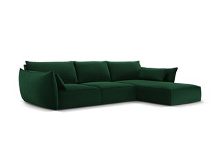 Dešinioji kampinė velvet sofa Vanda, 4 sėdimos vietos, žalio butelio sp. kaina ir informacija | Minkšti kampai | pigu.lt