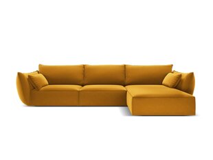 Dešinioji kampinė velvet sofa Vanda, 4 sėdimos vietos, geltona (garstyčių) kaina ir informacija | Minkšti kampai | pigu.lt