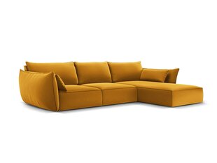 Dešinioji kampinė velvet sofa Vanda, 4 sėdimos vietos, geltona (garstyčių) kaina ir informacija | Minkšti kampai | pigu.lt