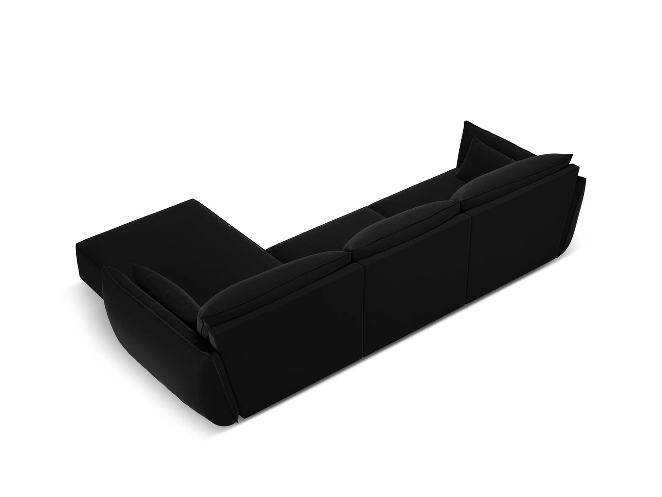 Dešinioji kampinė velvet sofa Vanda, 4 sėdimos vietos, juoda цена и информация | Minkšti kampai | pigu.lt