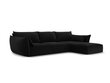 Dešinioji kampinė velvet sofa Vanda, 4 sėdimos vietos, juoda kaina ir informacija | Minkšti kampai | pigu.lt