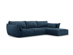Dešininė kampinė sofa Vanda, 4 sėdimos vietos, tamsiai mėlyna kaina ir informacija | Minkšti kampai | pigu.lt