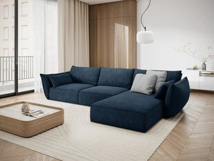 Dešininė kampinė sofa Vanda, 4 sėdimos vietos, tamsiai mėlyna kaina ir informacija | Minkšti kampai | pigu.lt