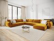 Panoraminė kairioji kampinė velvet sofa Vanda, 8 sėdimos vietos, geltona (garstyčių) kaina ir informacija | Minkšti kampai | pigu.lt