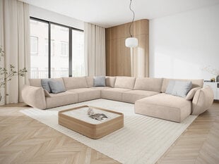 Panoraminė kairinė sofa Vanda, 8 sėdimos vietos, smėlio spalvos kaina ir informacija | Minkšti kampai | pigu.lt