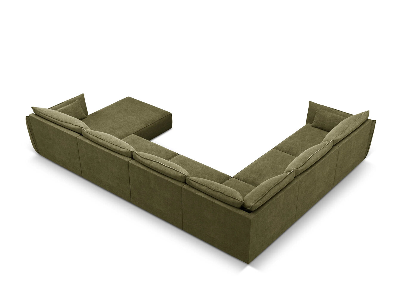Panoraminė kairinė sofa Vanda, 8 sėdimos vietos, žalia kaina ir informacija | Minkšti kampai | pigu.lt