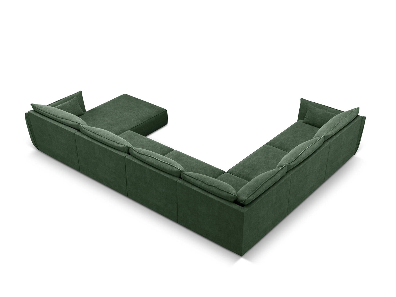 Panoraminė kairinė sofa Vanda, 8 sėdimos vietos, žalio butelio sp. цена и информация | Minkšti kampai | pigu.lt