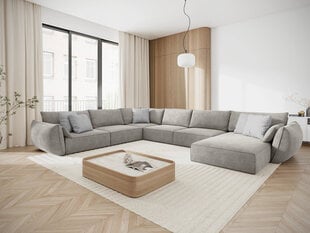 Panoraminė kairinė sofa Vanda, 8 sėdimos vietos, šviesiai pilka kaina ir informacija | Minkšti kampai | pigu.lt