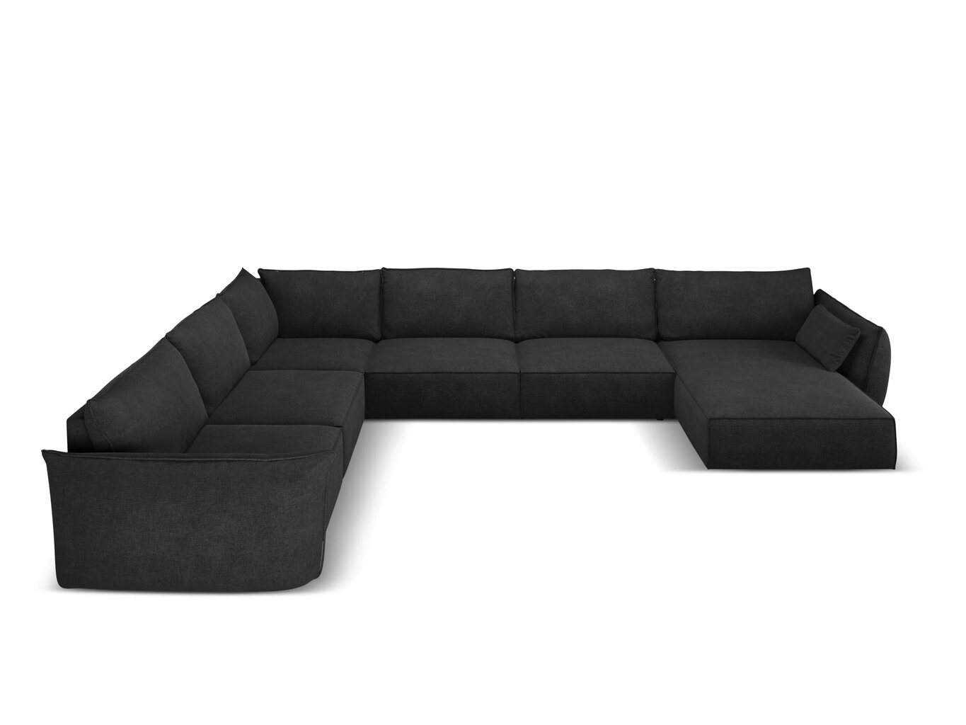 Panoraminė kairinė sofa Vanda, 8 sėdimos vietos, tamsiai pilka kaina ir informacija | Minkšti kampai | pigu.lt