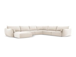 Панорамный правый угловой velvet диван Vanda, 8 мест, св. бежевый цвет цена и информация | Угловые диваны | pigu.lt