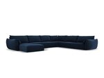 Панорамный правый угловой velvet диван Vanda, 8 мест, темно-синий цвет