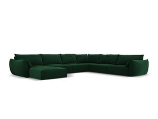 Panoraminė dešinioji kampinė velvet sofa Vanda, 8 sėdimos vietos, žalio butelio sp. kaina ir informacija | Minkšti kampai | pigu.lt