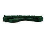 Панорамный правый угловой velvet диван Vanda, 8 мест, зеленая бутылка