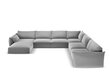 Panoraminė dešinioji kampinė velvet sofa Vanda, 8 sėdimos vietos, pilka kaina ir informacija | Minkšti kampai | pigu.lt