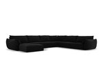 Панорамный правый угловой velvet диван Vanda, 8 мест, черный цвет