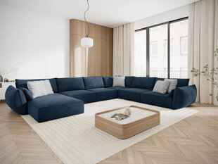 Panoraminė dešininė sofa Vanda, 8 sėdimos vietos, tamsiai mėlyna kaina ir informacija | Minkšti kampai | pigu.lt