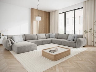 Panoraminė dešininė sofa Vanda, 8 sėdimos vietos, šviesiai pilka kaina ir informacija | Minkšti kampai | pigu.lt