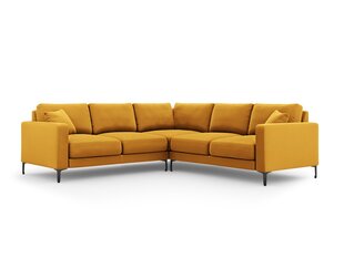 Simetrinė kampinė velvet sofa Venus, 5 sėdimos vietos, geltona kaina ir informacija | Minkšti kampai | pigu.lt