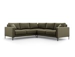 Simetrinė kampinė velvet sofa Venus, 5 sėdimos vietos, žalia