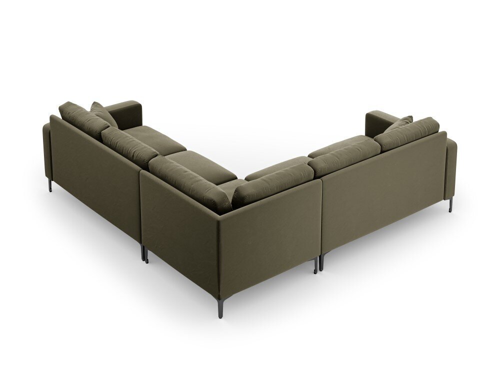 Simetrinė kampinė velvet sofa Venus, 5 sėdimos vietos, žalia kaina ir informacija | Minkšti kampai | pigu.lt