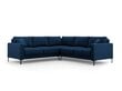 Simetrinė kampinė velvet sofa Venus, 5 sėdimos vietos, tamsiai mėlyna kaina ir informacija | Minkšti kampai | pigu.lt