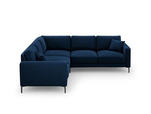 Simetrinė kampinė velvet sofa Venus, 5 sėdimos vietos, tamsiai mėlyna kaina ir informacija | Minkšti kampai | pigu.lt