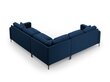 Simetrinė kampinė velvet sofa Venus, 5 sėdimos vietos, tamsiai mėlyna kaina ir informacija | Minkšti kampai | pigu.lt