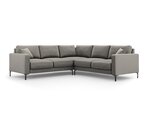 Simetrinė kampinė velvet sofa Venus, 5 sėdimos vietos, šviesiai pilka