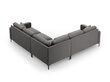 Simetrinė kampinė velvet sofa Venus, 5 sėdimos vietos, pilka kaina ir informacija | Minkšti kampai | pigu.lt