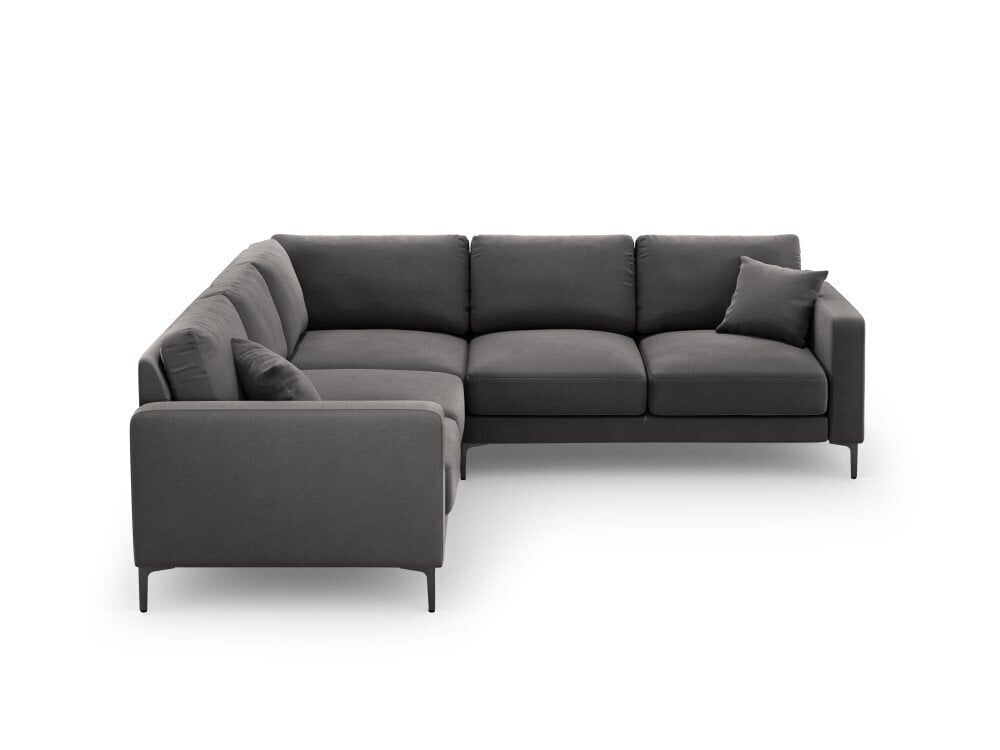 Simetrinė kampinė velvet sofa Venus, 5 sėdimos vietos, pilka kaina ir informacija | Minkšti kampai | pigu.lt