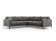 Simetrinė kampinė velvet sofa Venus, 5 sėdimos vietos, pilka kaina ir informacija | Minkšti kampai | pigu.lt